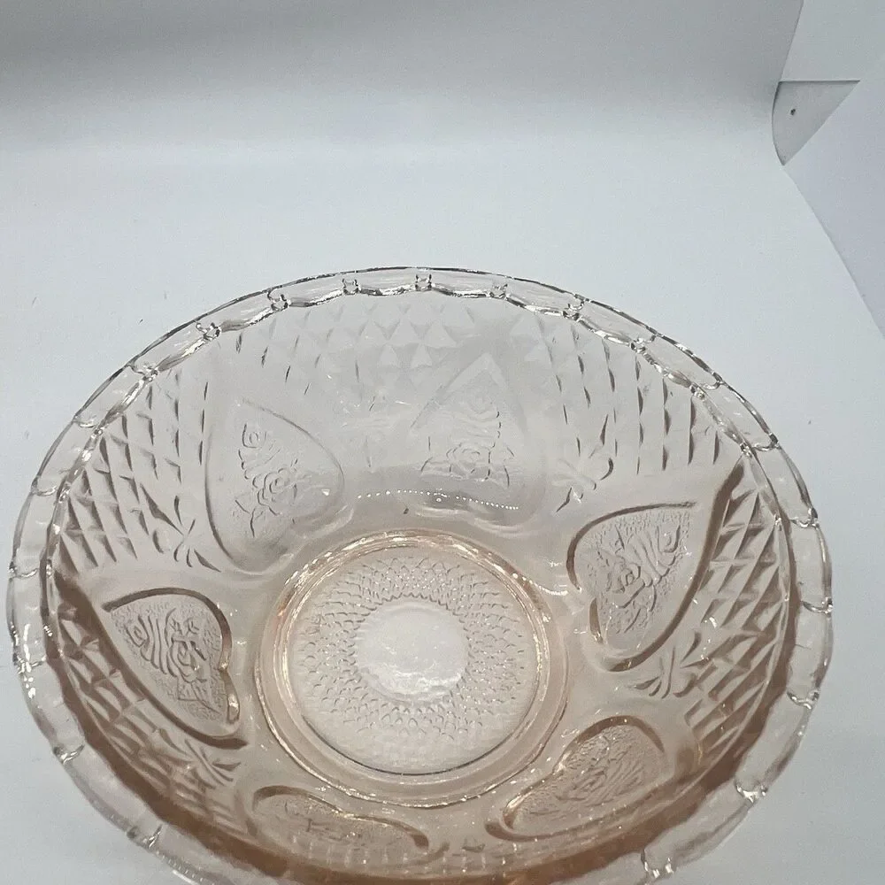 Pink Depression Glass Covered Candy Dish Trinket Bowl Lid
